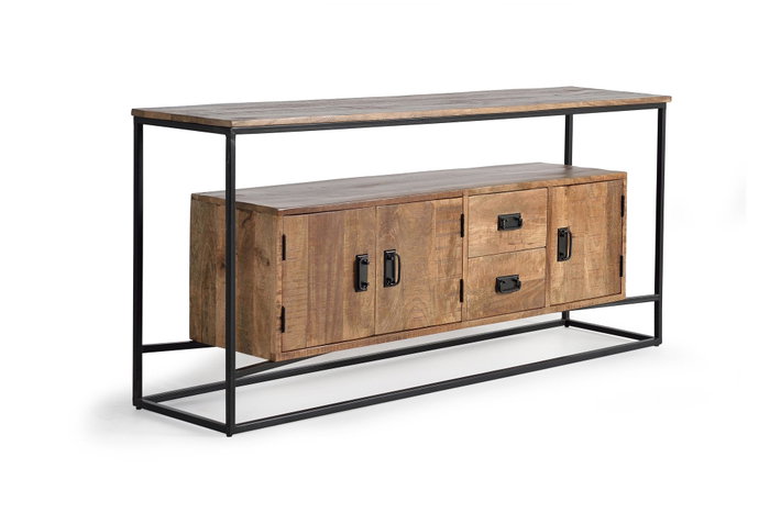 GINER Y COLOMER Buffet en bois de manguier et métal naturel